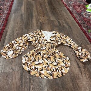 JODIFL Cream and Brown Blouse